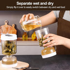 🥗Hourglass Pickle Jar with Built-In Fork – Juice Separation Storage Container