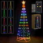 Christmas cone tree lights with star toppers
