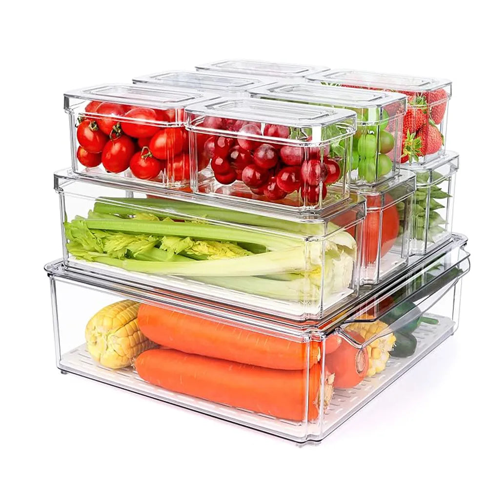 7-1Pack Stackable Refrigerator & Pantry Organizer Bins