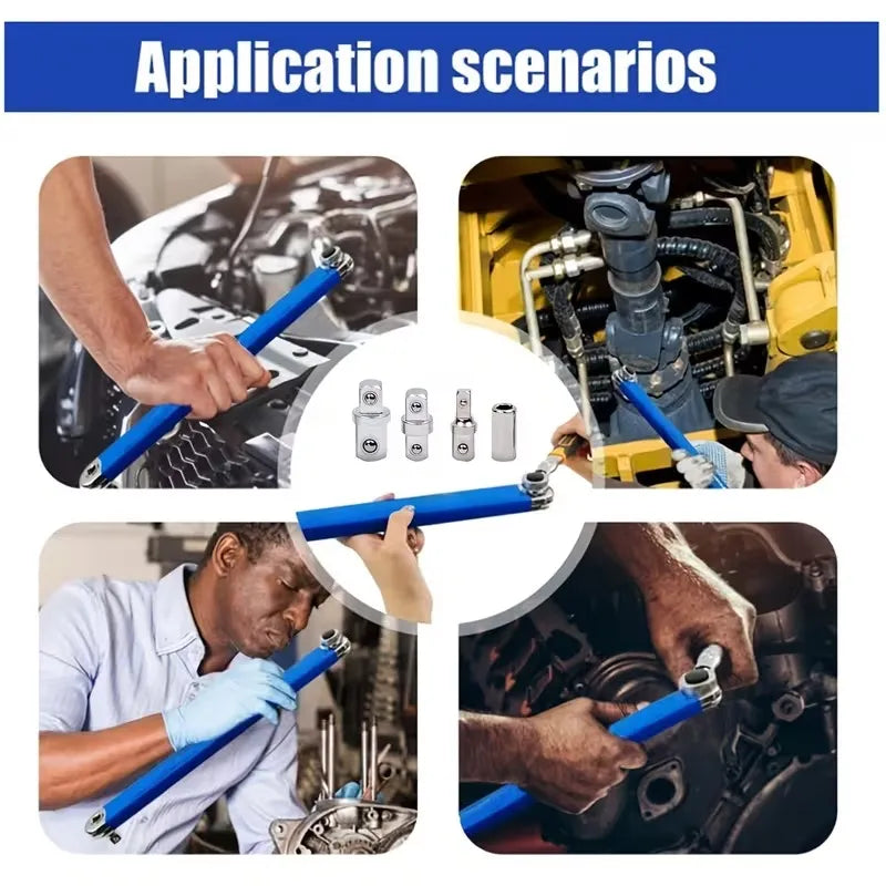 Tight-Reach Offset Ratchet Extension Wrench Kit