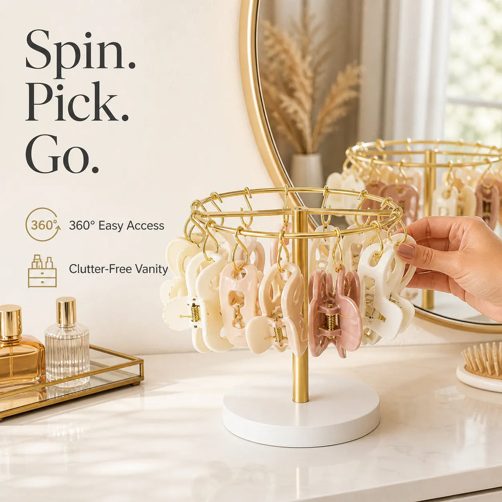 360° Rotating Claw Clip Organizer Stand