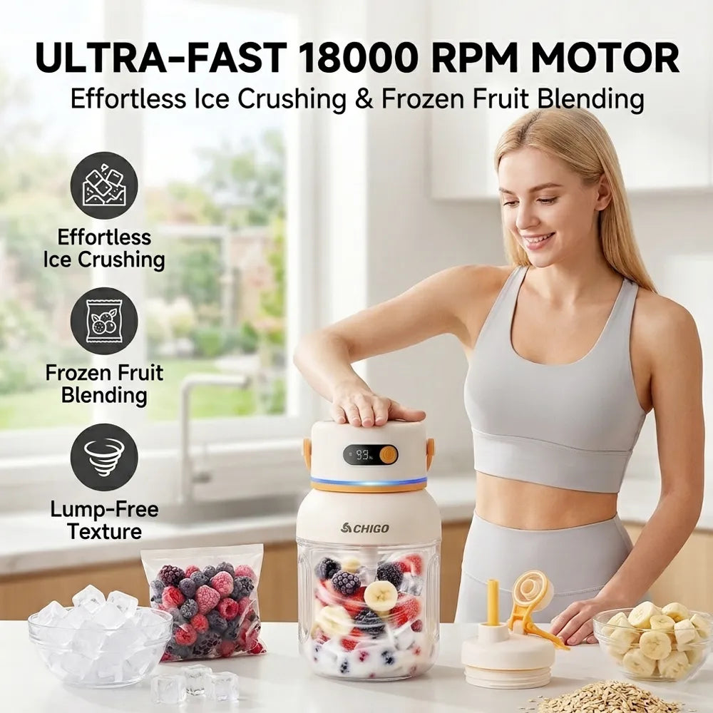 Portable Electric Juicer Cup with zero cord hassle 🥤: Drink fresh nutrient-rich smoothies without struggling with heavy blenders 🍓