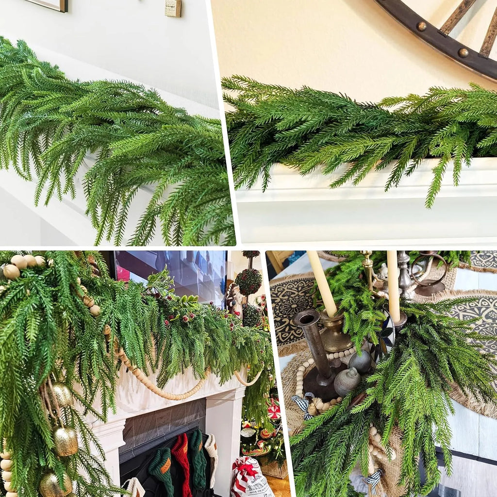 Pre-Lit Norfolk Pine Garland Set – 5 FT Garland + Warm White LED Lights