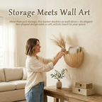 🧺 Handwoven Rattan Wall Basket – Natural Storage, Timeless Style