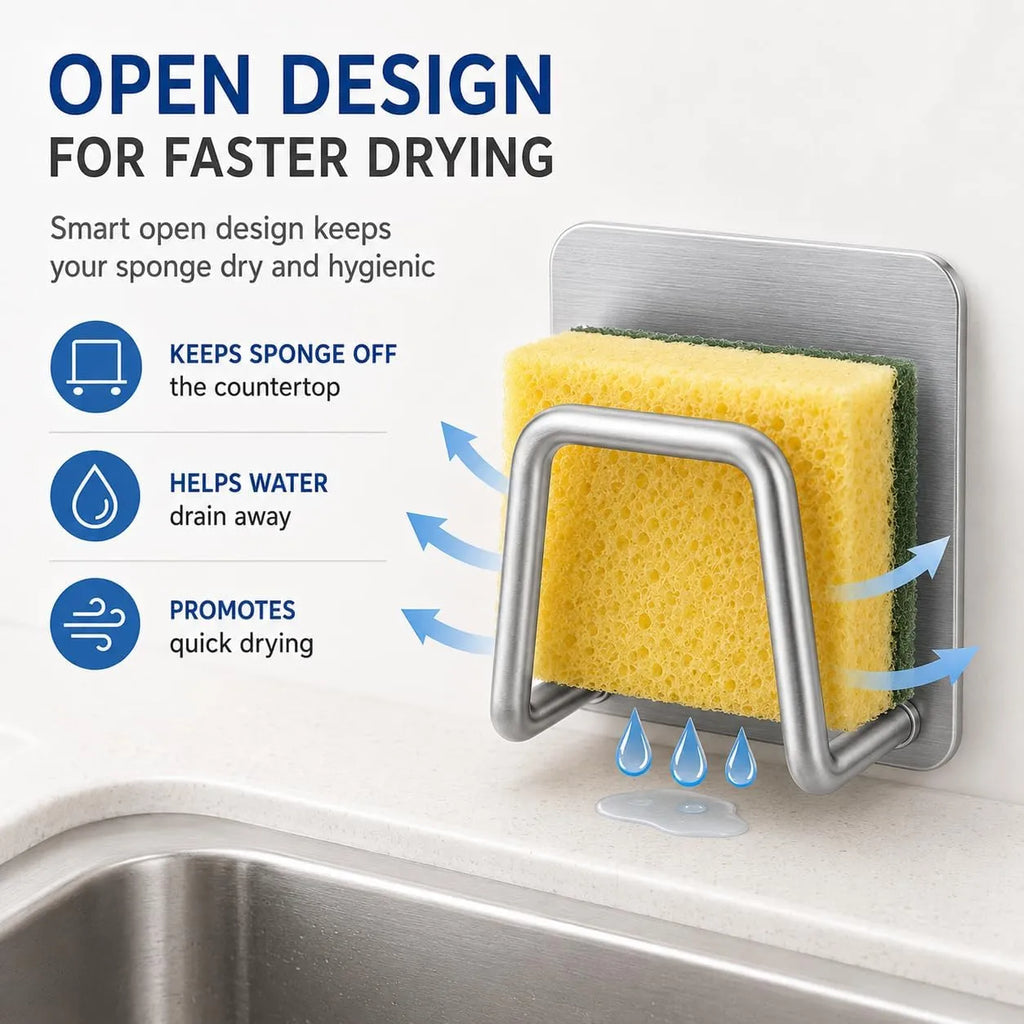 Self-Adhesive Stainless Steel Sponge Holders – 2-Pack or 4-Pack