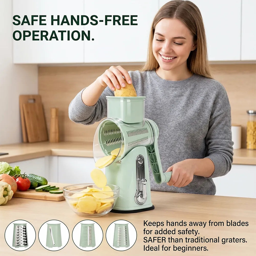 🧀 5-in-1 Rotary Grater with Handle