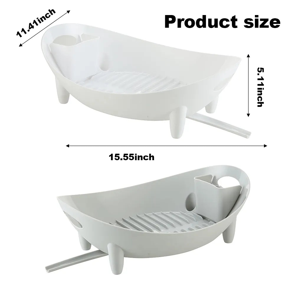 🍽️ Oval Dish Drying Rack with Utensil Holder