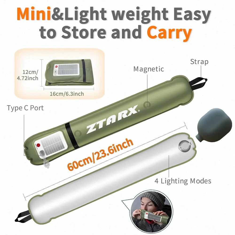 💡 Inflatable Solar Camping Light – 60cm Portable Tent Lantern