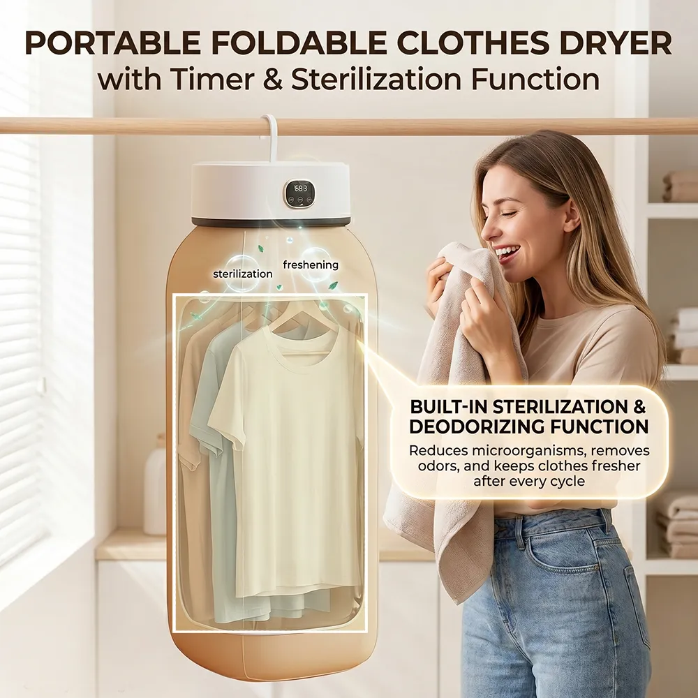 👕 Portable Foldable Clothes Dryer with Timer & Sterilization Function
