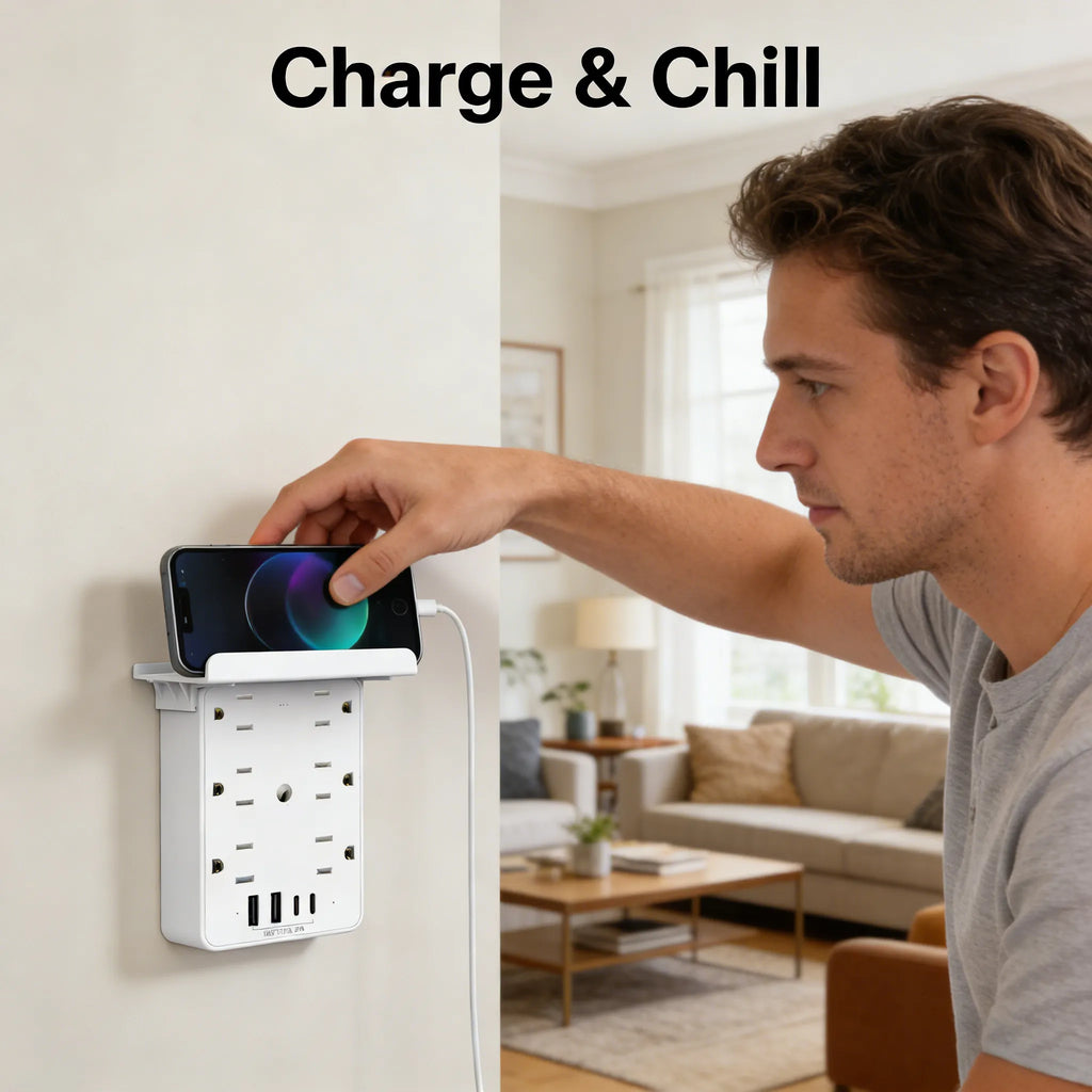 ⚡📱Smart Multi-Socket Charging Strip with Mobile Phone Stand