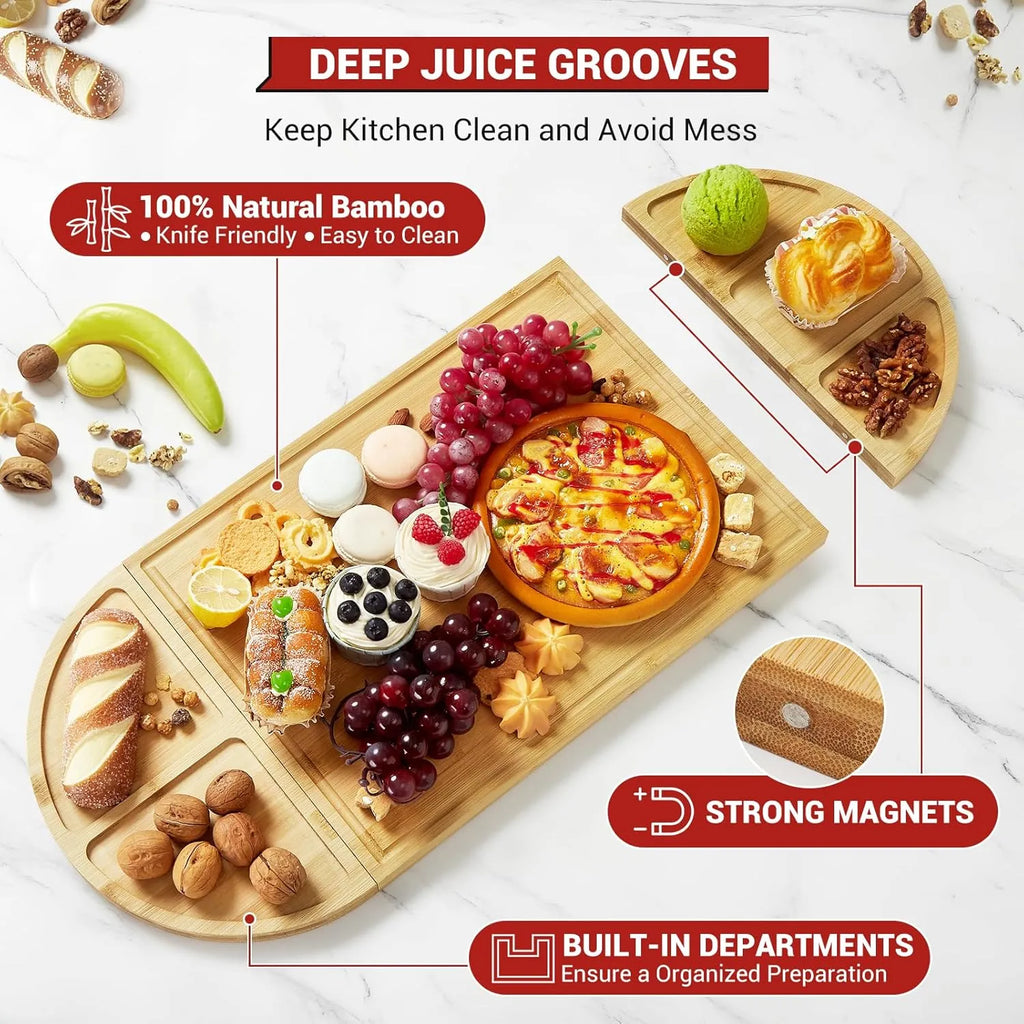 🍷 Large Bamboo Charcuterie Board Set - 3-Piece Round Wooden Cheese Tray for Cheese, Crackers, and Snacks