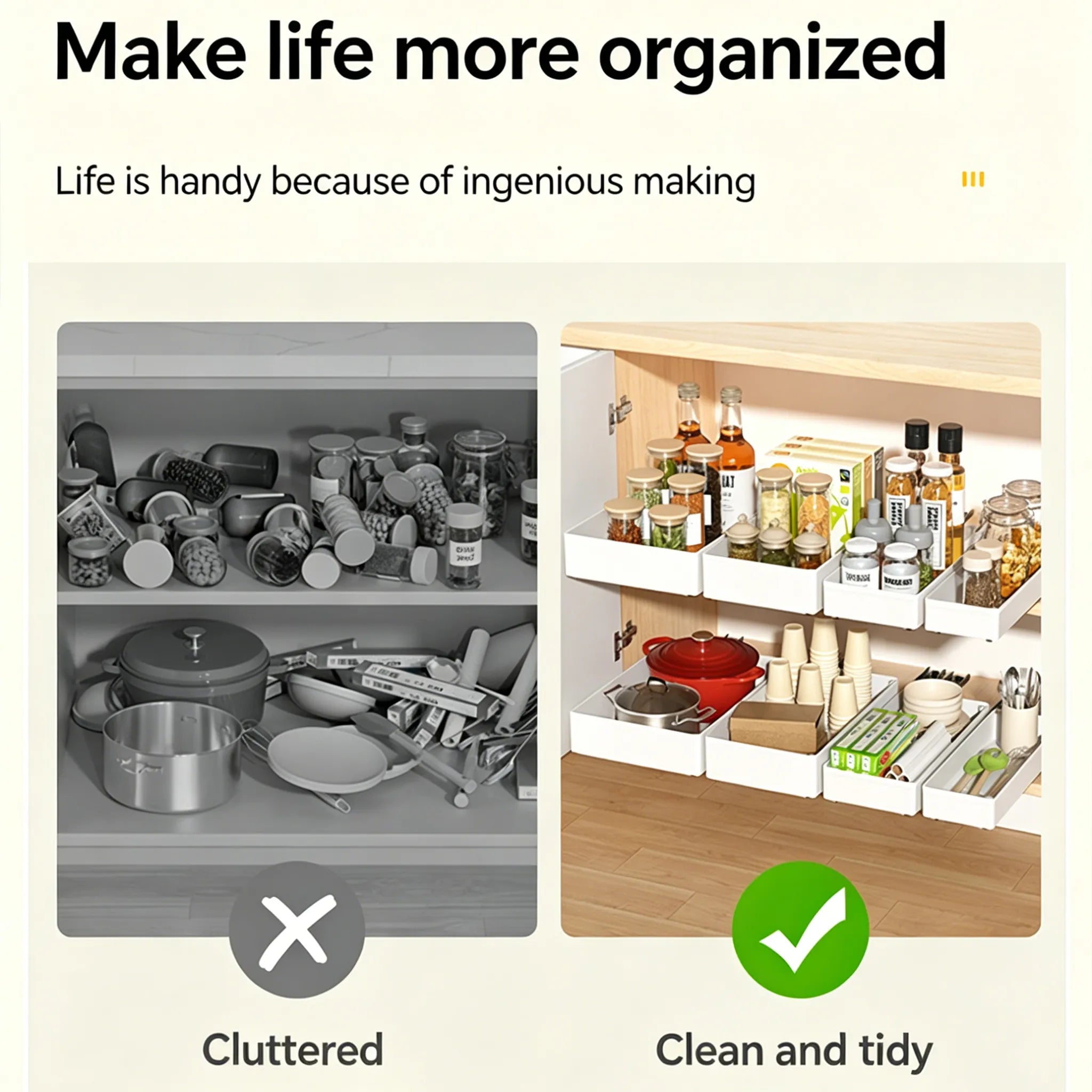 ✨ Pull-Out Cabinet Organizer System