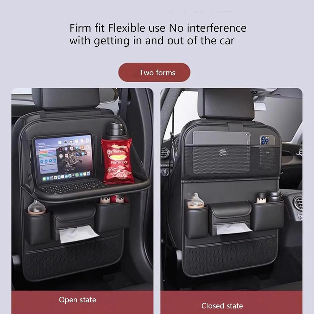 🚗 Car Seat Back Organizer with Foldable Tray Table