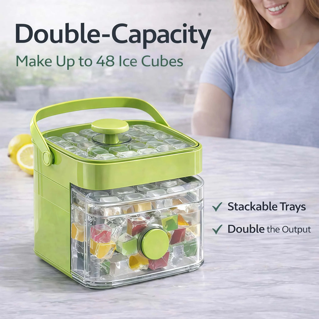 Compact Ice Cube Tray with Lid & Bin❄️✨