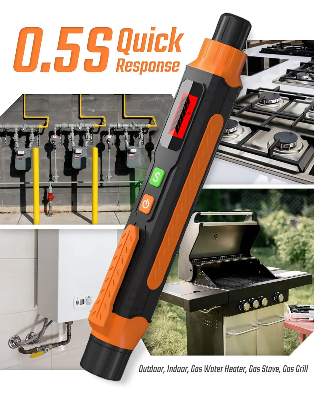Natural Gas Leak Detector, With Audible & Visual Alarm