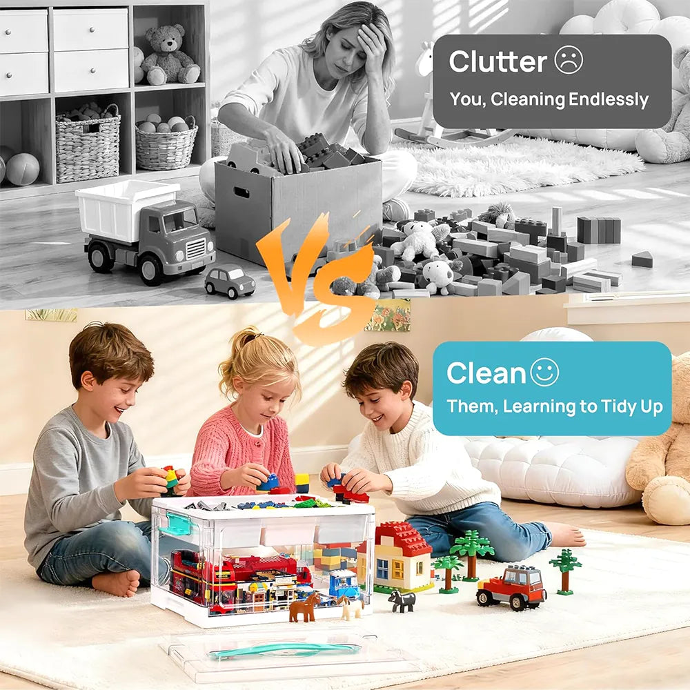 🎨 Transparent Craft Storage Organizer Box with Removable Tray & Dividers