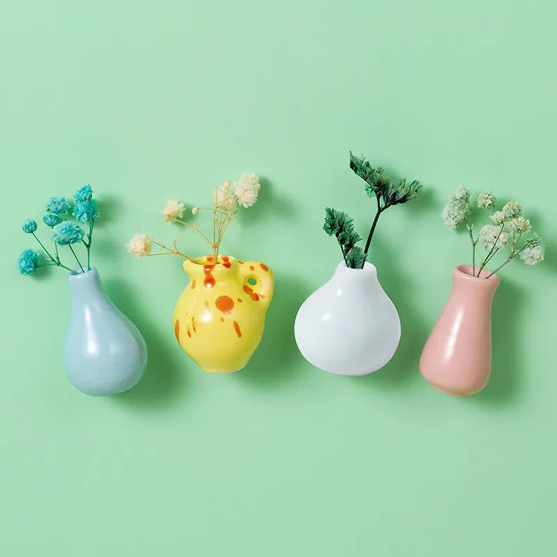 Creative Mini Ceramic Vase Magnets (Set of 8)