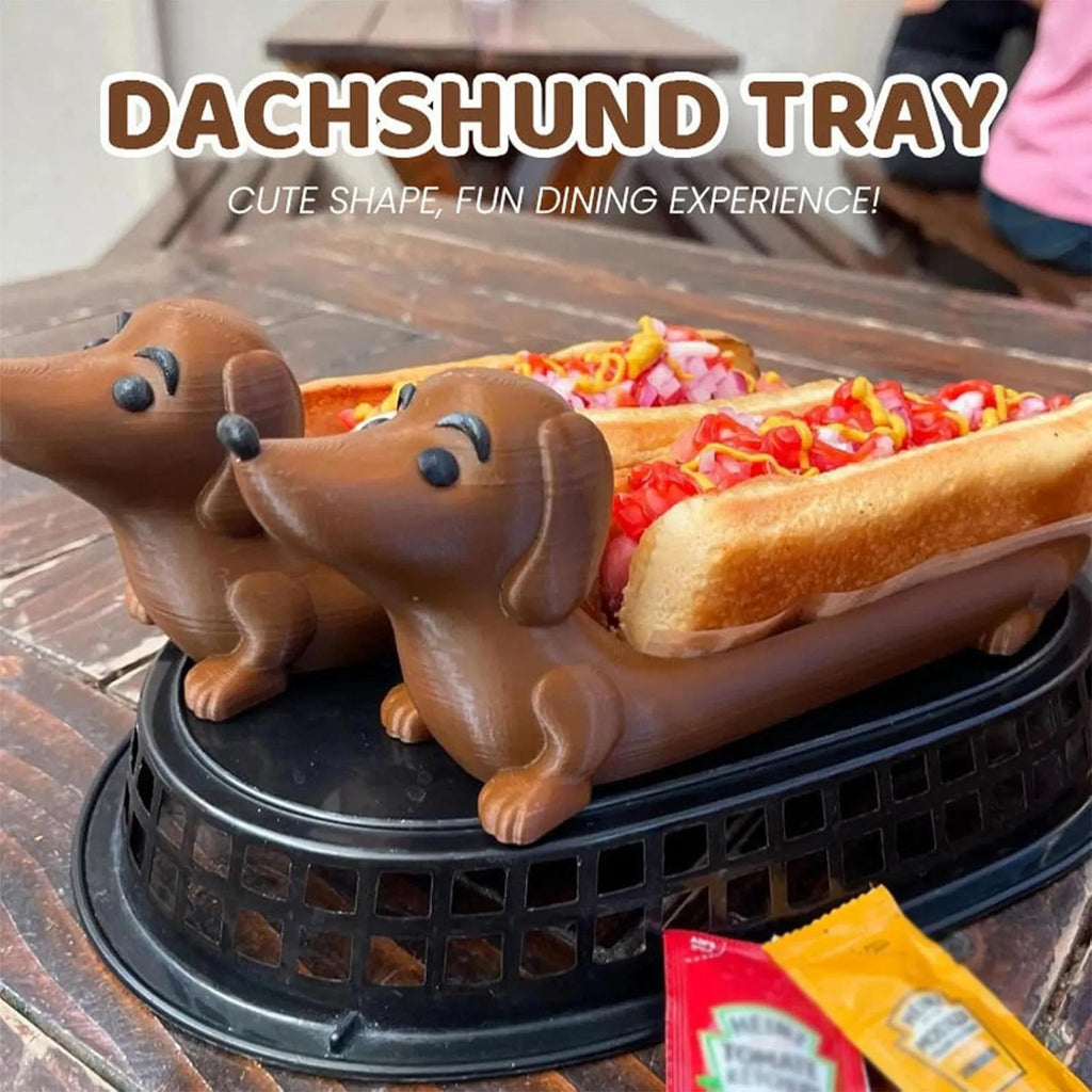 Funny Dachshund Hot Dog Serving Tray – Cute Sausage Dog Snack Holder