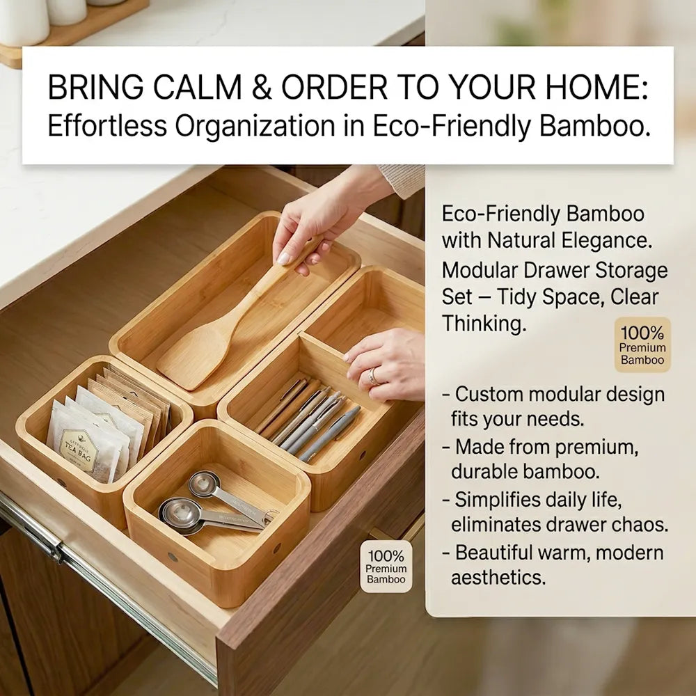 🧺 Modular Drawer Organizer Set – Clean Space, Clear Mind
