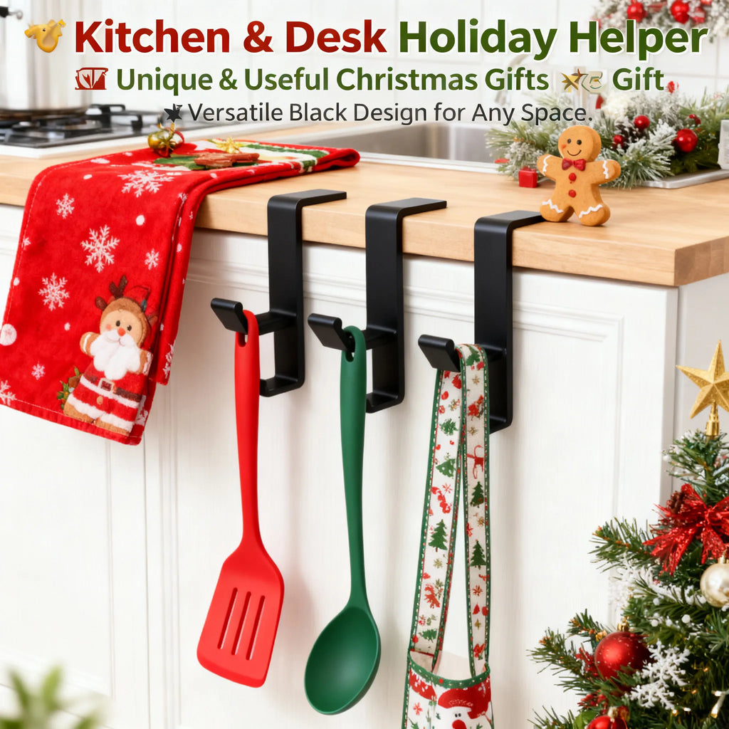 🎄Adjustable Christmas Fireplace Mantel Hooks – Heavy-Duty Stocking & Wreath Hanger Clamps for Holiday Decorations