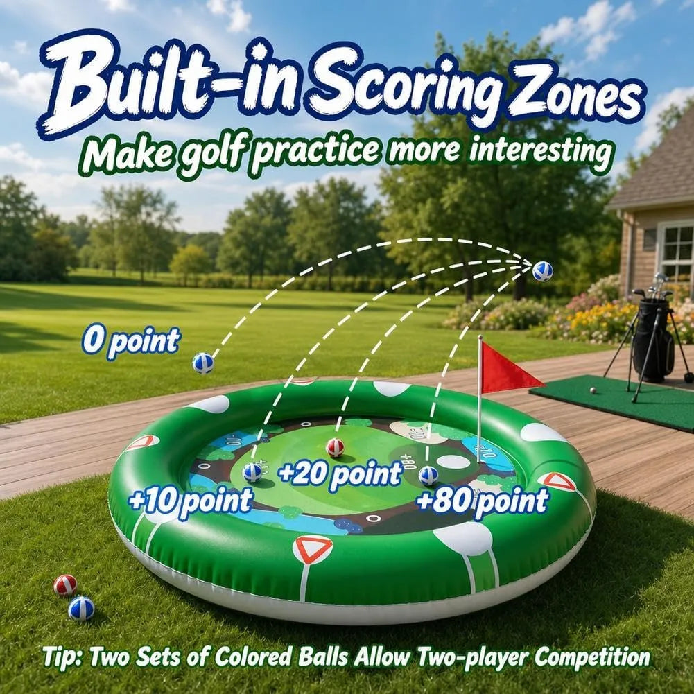 Built-in scoring zones on the inflatable golf target