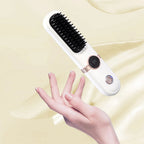 ✨ Wireless LCD Rechargeable Hair Straightener Brush
