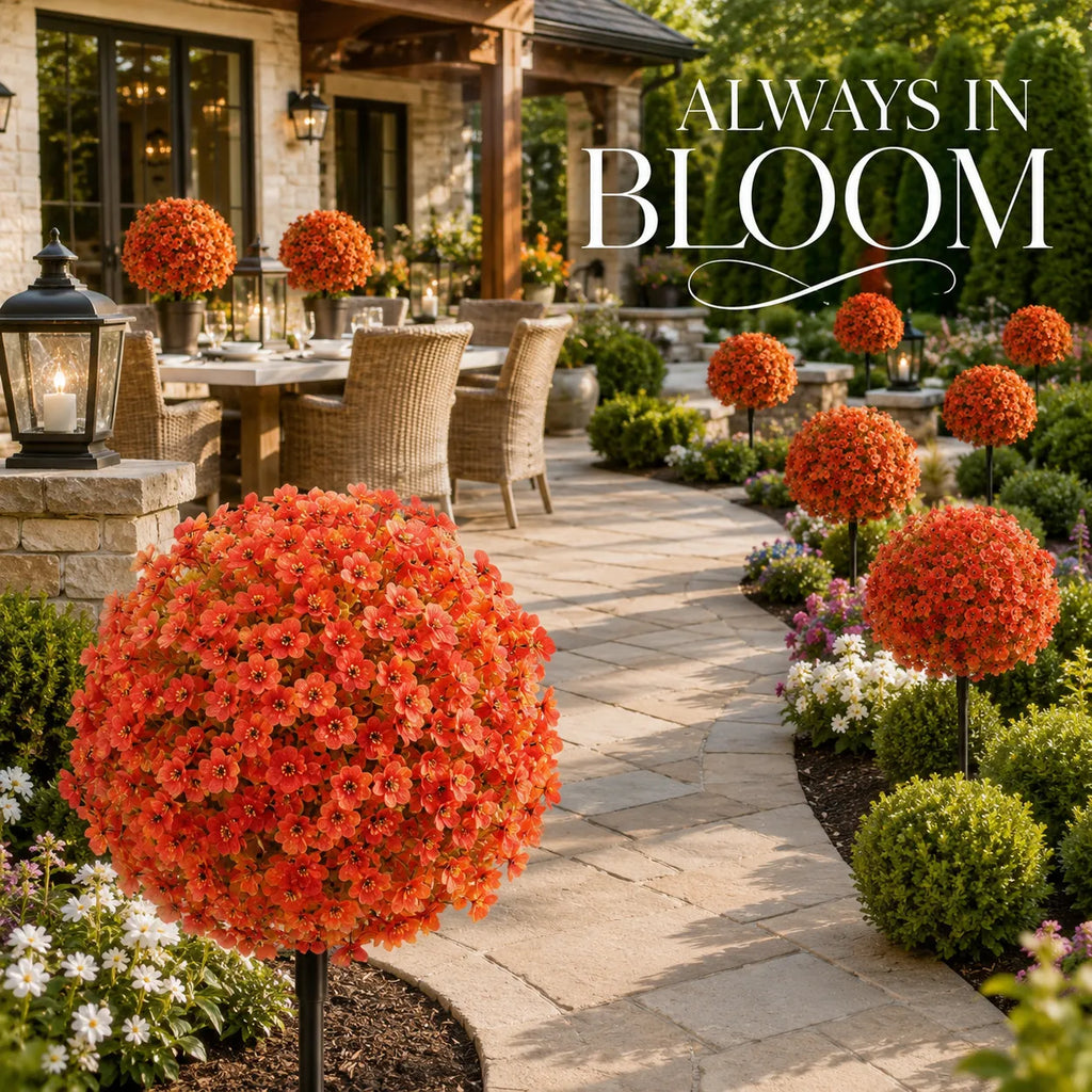 Artificial Flower Topiary Ball with Ground Stake