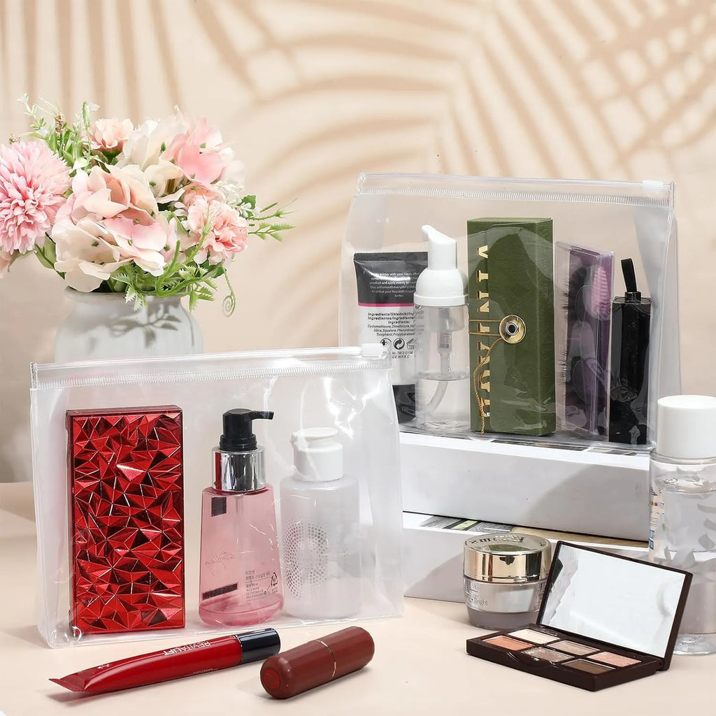 Mini Clear Makeup Bags – Travel Toiletry Organizer Pouches (7.9”)