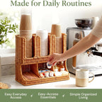 Handwoven Rattan Coffee Cup & Condiment Organizer