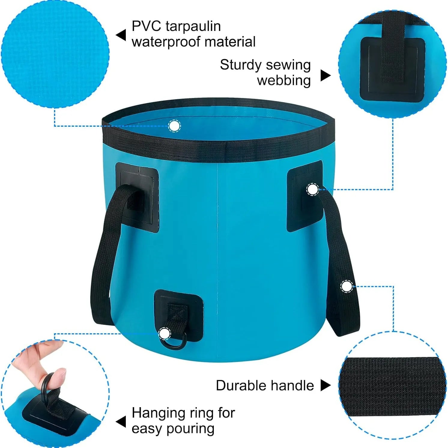 Pack-Flat Outdoor Collapsible Bucket
