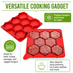 Silicone Hexagon Patty Freezer Mold with Lid – 7 or 8 Cavities