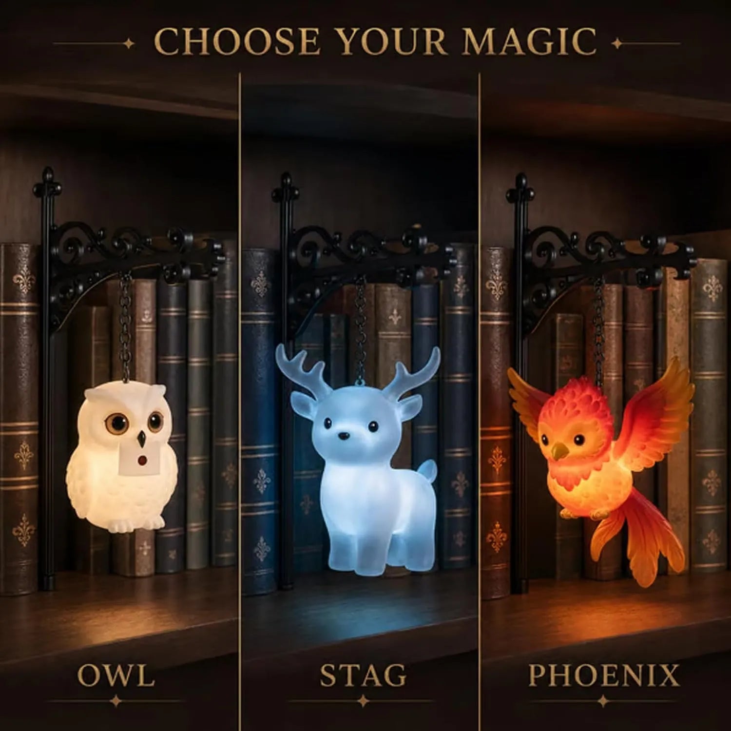Enchanted Hanging Animal Bookshelf Light