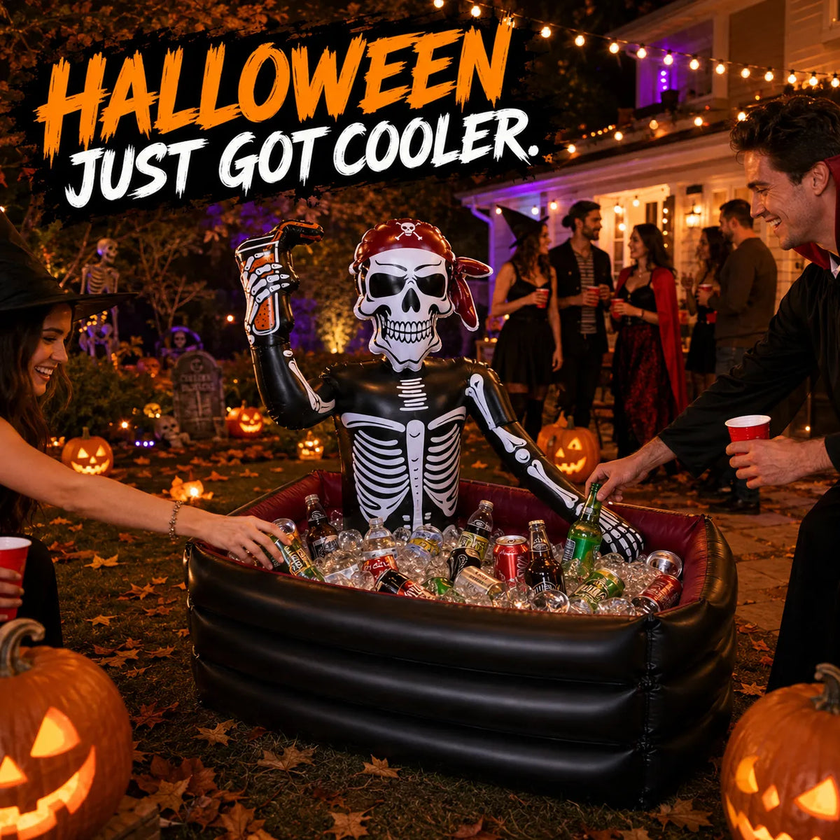 40-Gallon Inflatable Pirate Skeleton Cooler for Halloween