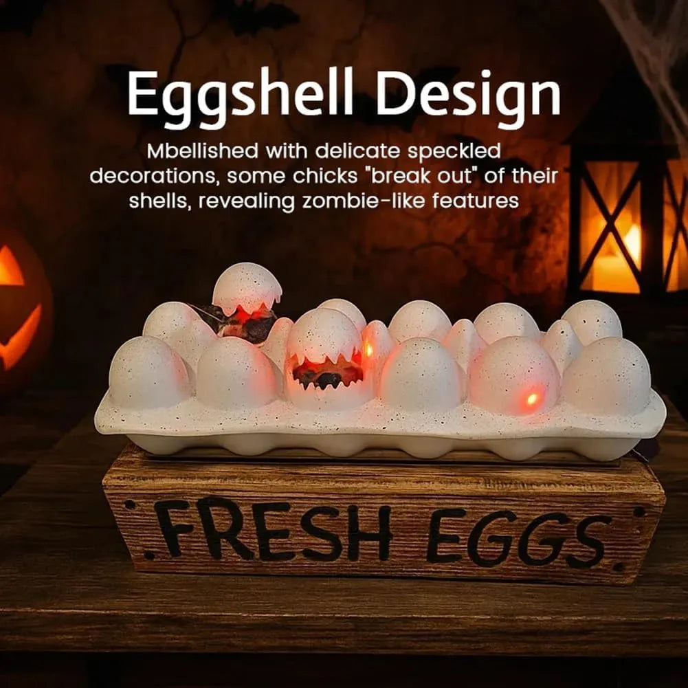 Glowing Zombie Chick Egg Tray Halloween Decoration