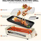 Double-Decker Indoor Electric Grill with 3 Personal Pans