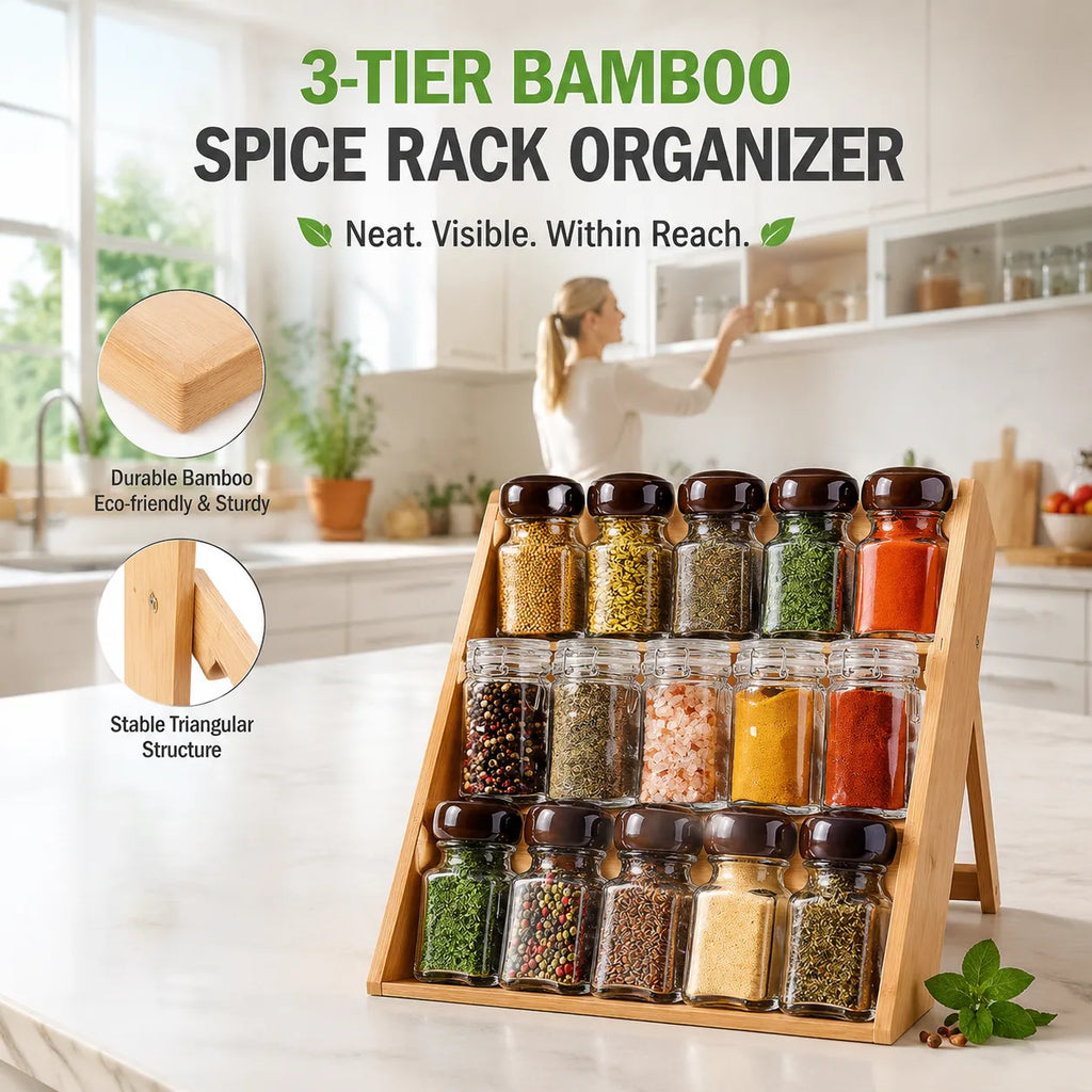 🧂 Bamboo 3-Tier Spice Rack