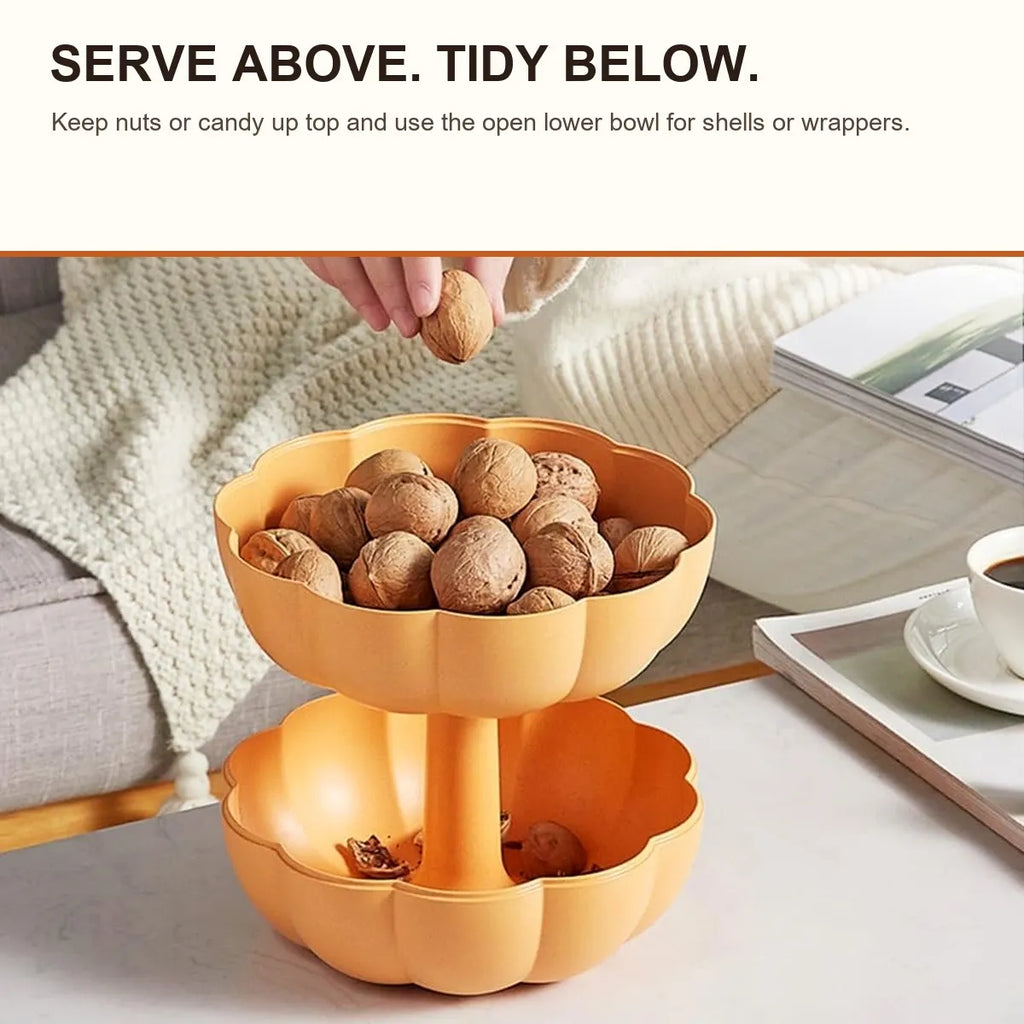 2-Tier Pumpkin Snack & Candy Serving Box