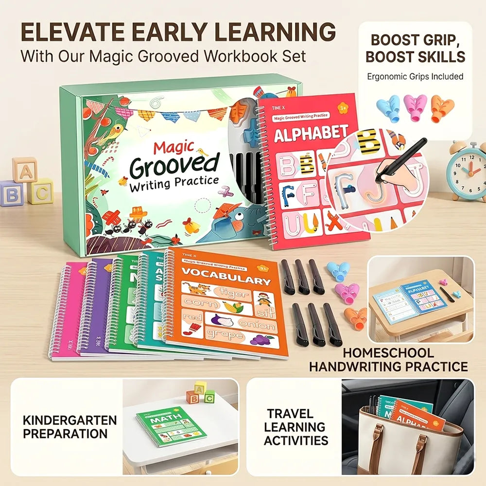 ✏️📚 Writing Workbook Set for Kids Ages 3–8