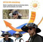 Wide Brim Sun Hat with Dual Solar-Powered Fans