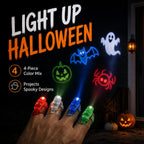 Spooky Beam Halloween Finger Projector Lights — 4-Piece Party Favor Set