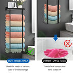 Wall-Mounted Towel Organizer with Top Shelf & 3 Hooks