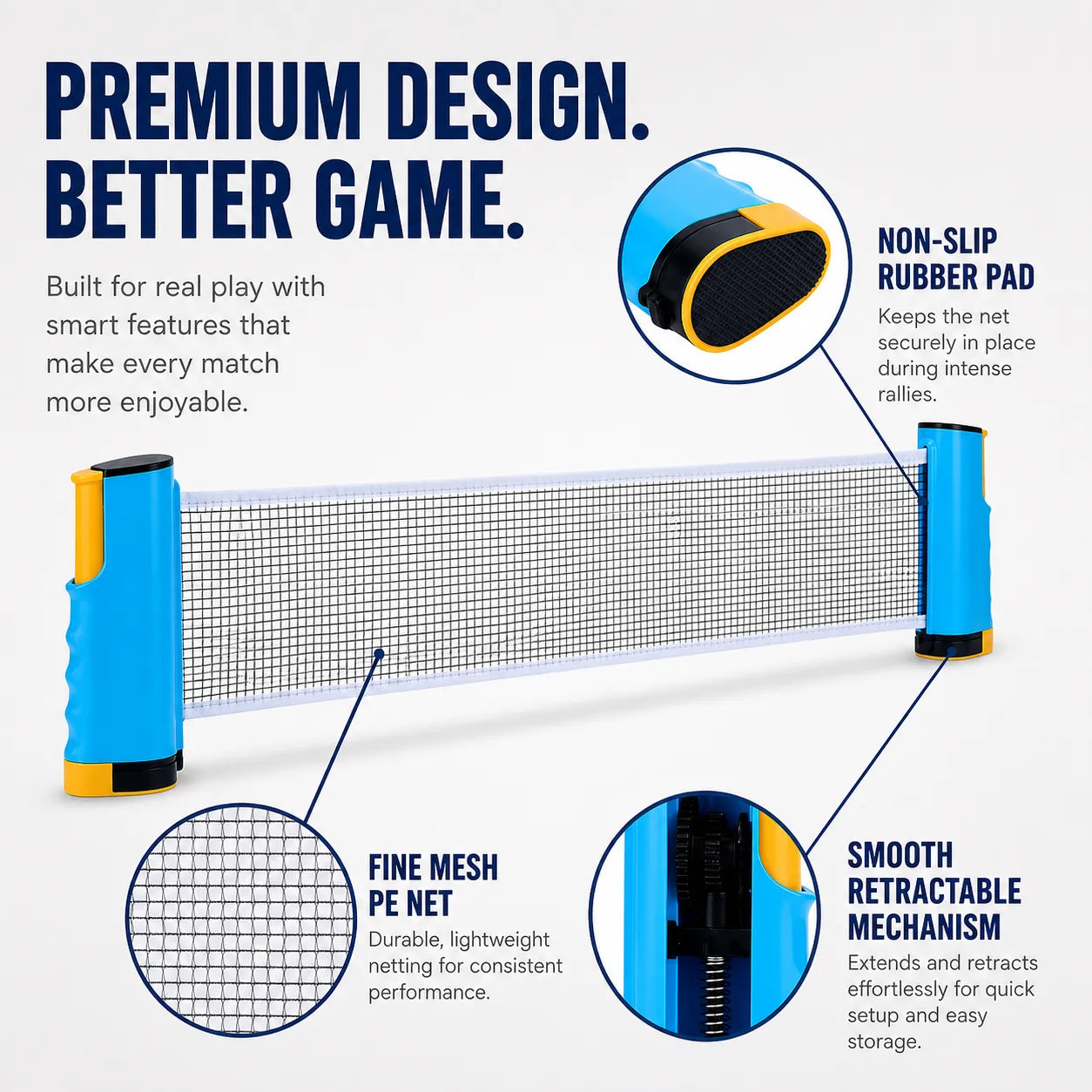 Instant-Play Retractable Table Tennis Net