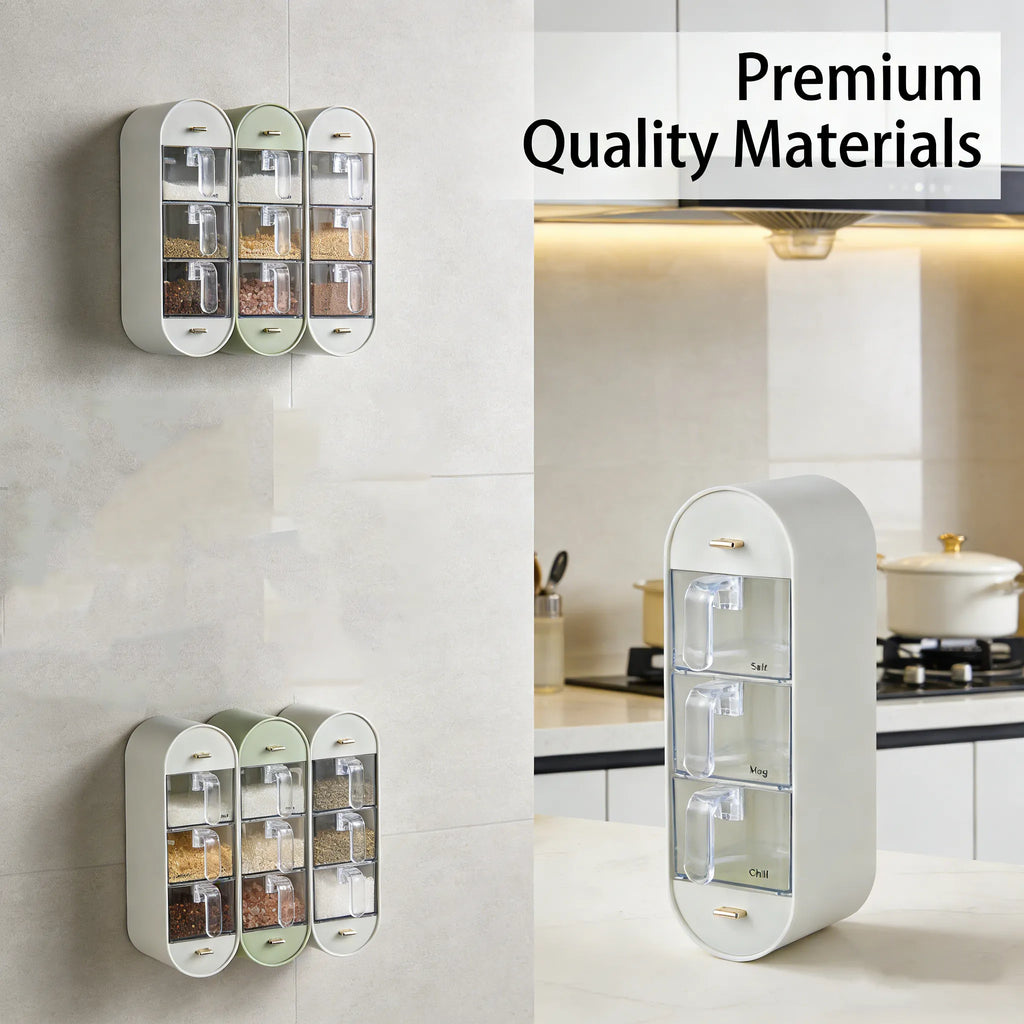 🧂Punch-free wall-mounted spice storage box