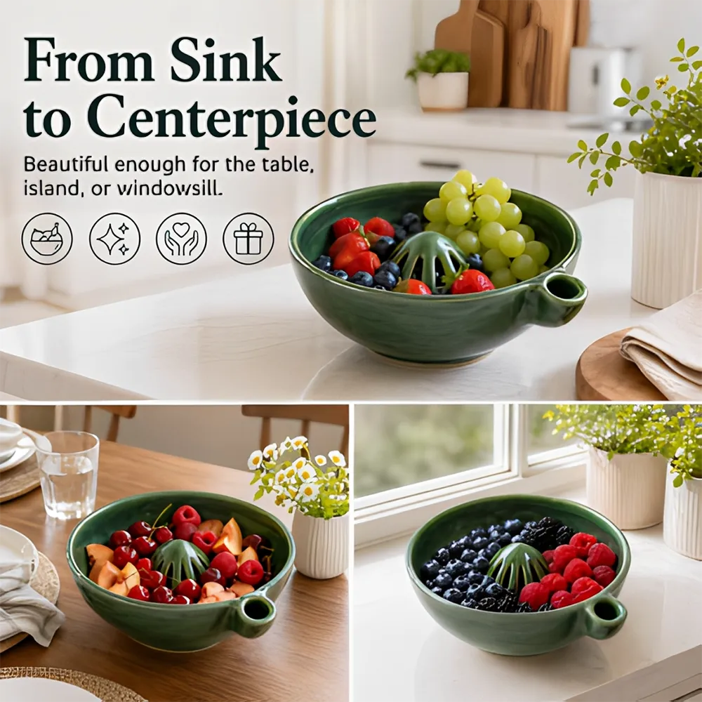 🍓Vortex Berry Strainer Bowl – Gentle Fruit Washing Colander for Kitchen & Dining