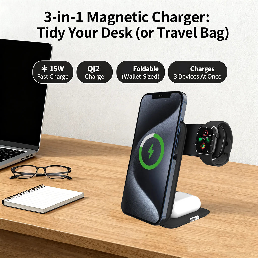 3-in-1 Magnetic Wireless Charging Station (Qi2 Certified)