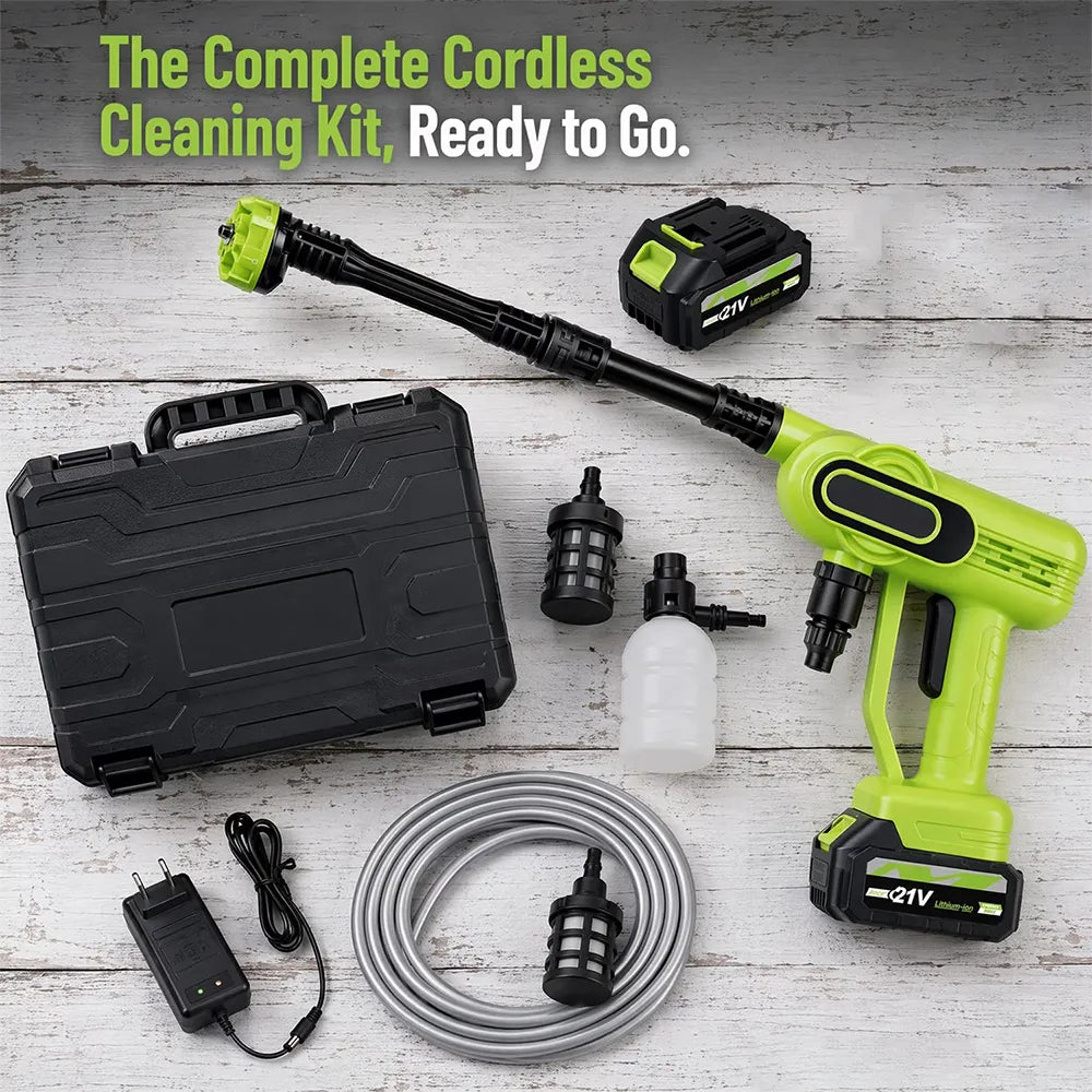 🚿Cordless High-Pressure Washer – Portable Battery-Powered Cleaner with 6-in-1 Nozzle