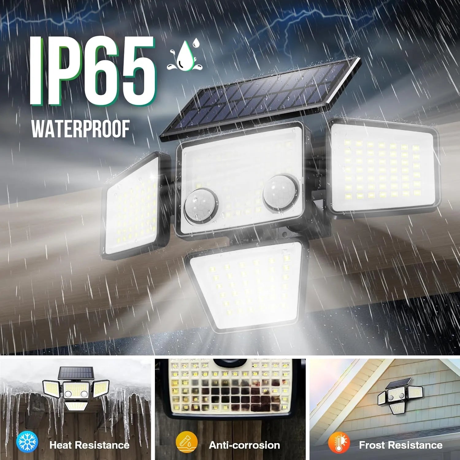 ☀️Motion Sensor Solar Security Light – 3000 Lumens, 210 LEDs, Remote-Controlled, IP65 Waterproof