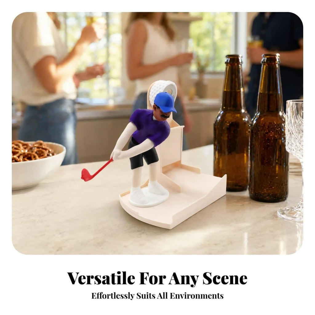 Fridge-Mounted Golf Bottle Opener with Cap Catcher