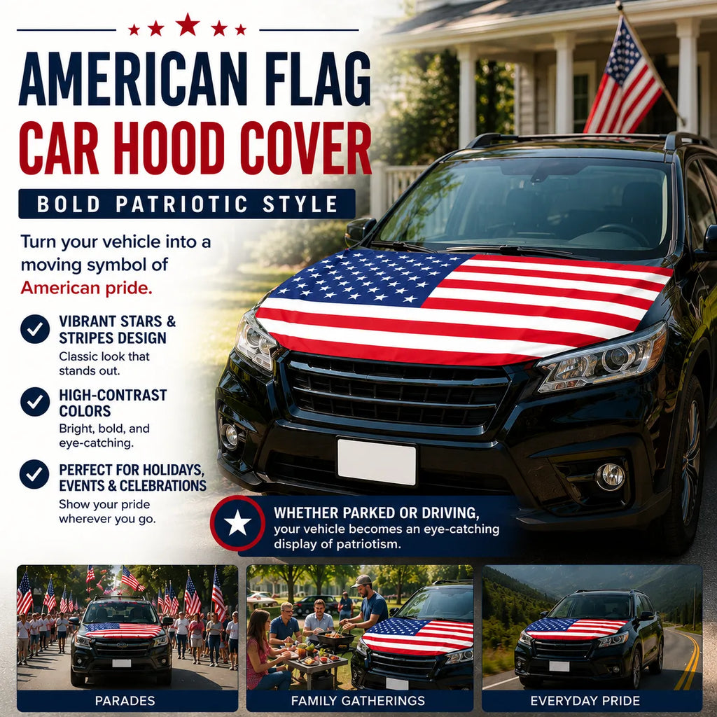 🇺🇸 American Flag Car Hood Cover
