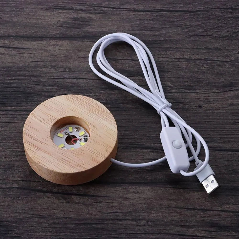✝️ Crystal Ball Night Light with Wooden Base